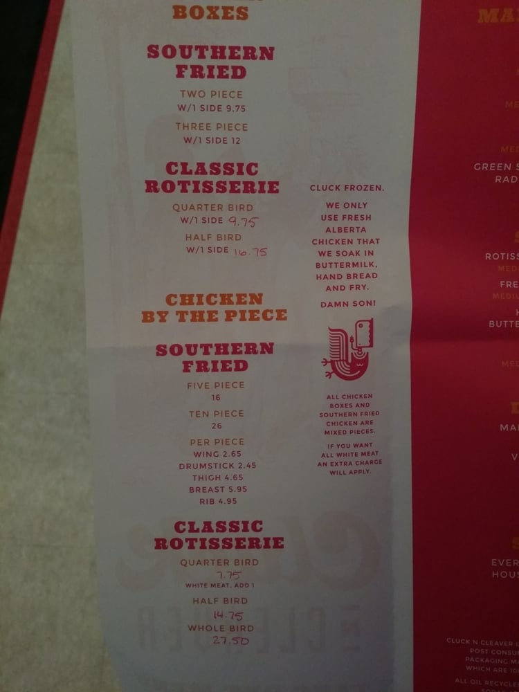 Cluck N Cleaver Address, Photo, Menu Food Link