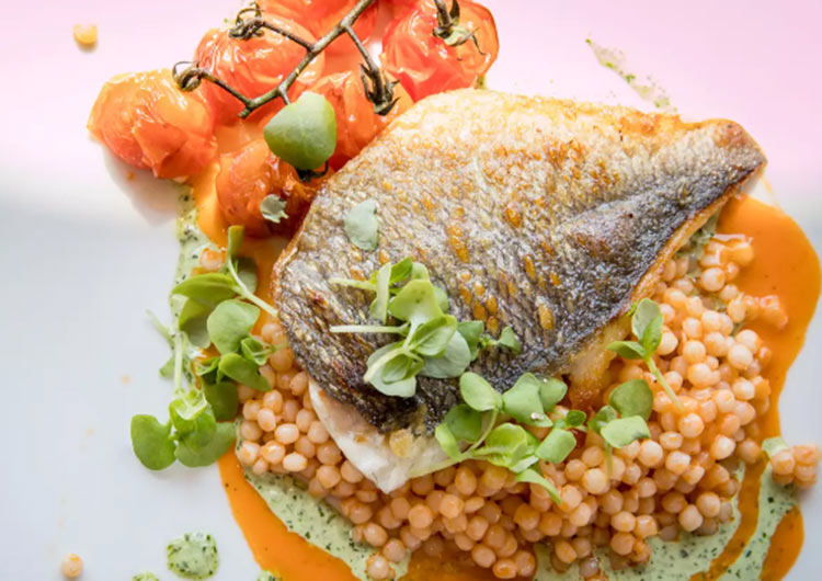 delicate sea bream fillet with crispy skin